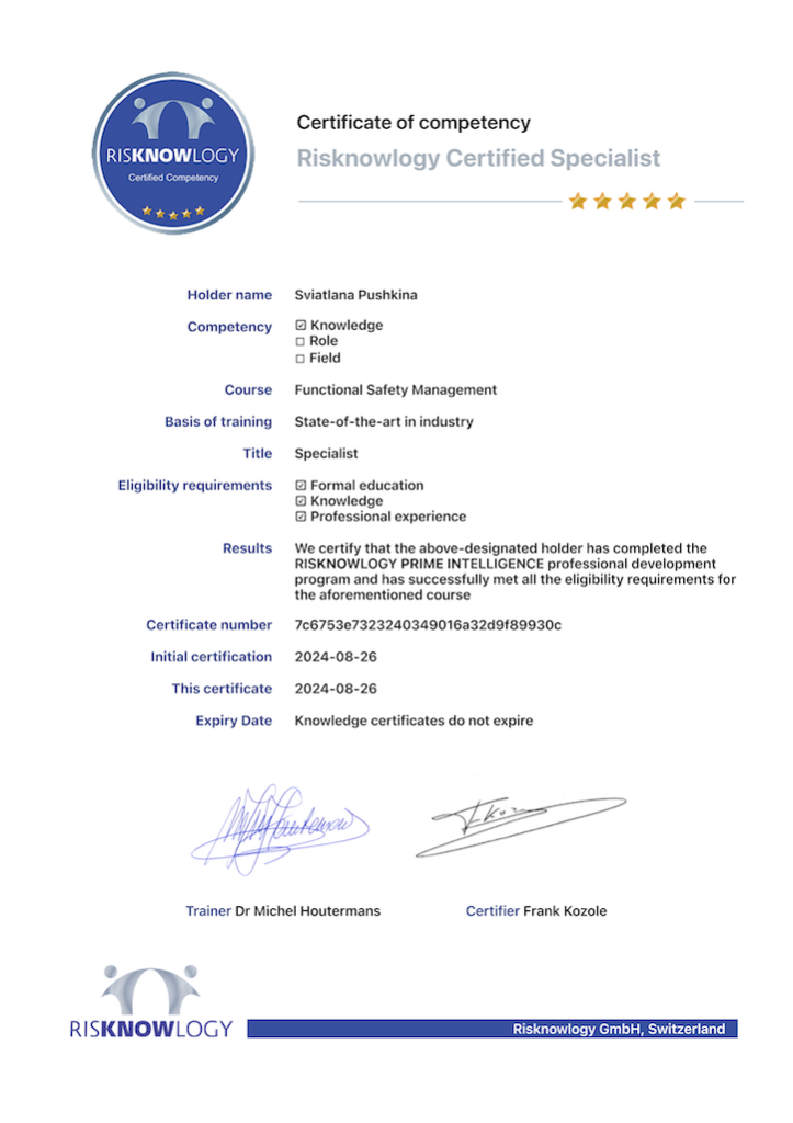 Knowledge certificate